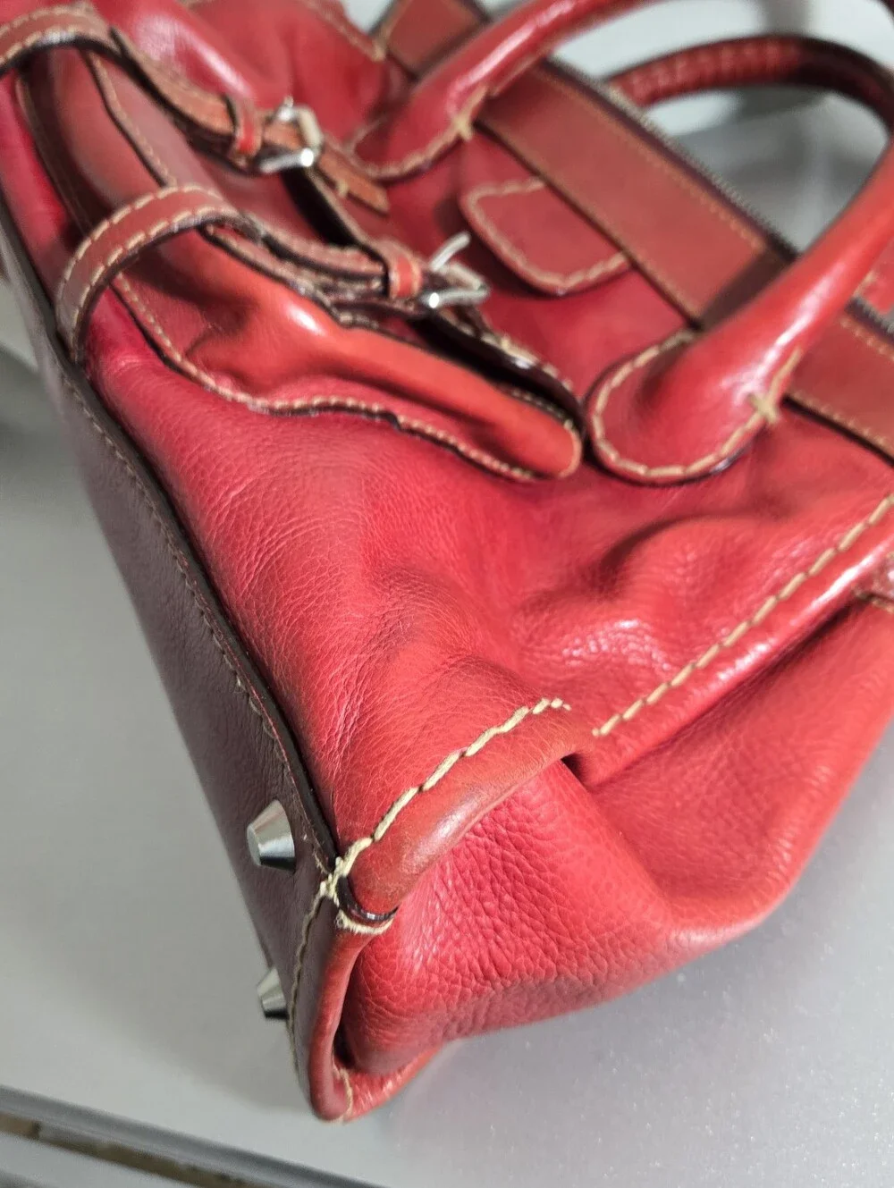 Vintage 2000s Chloé Red Leather Edith Satchel Handbag Y2K Made in Italy
